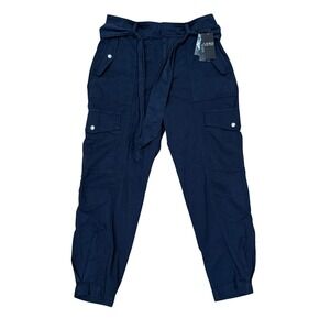 Lauren Ralph Lauren Micro-Sanded Twill Cargo‎ Pant 10 Navy Blue Utility Belted